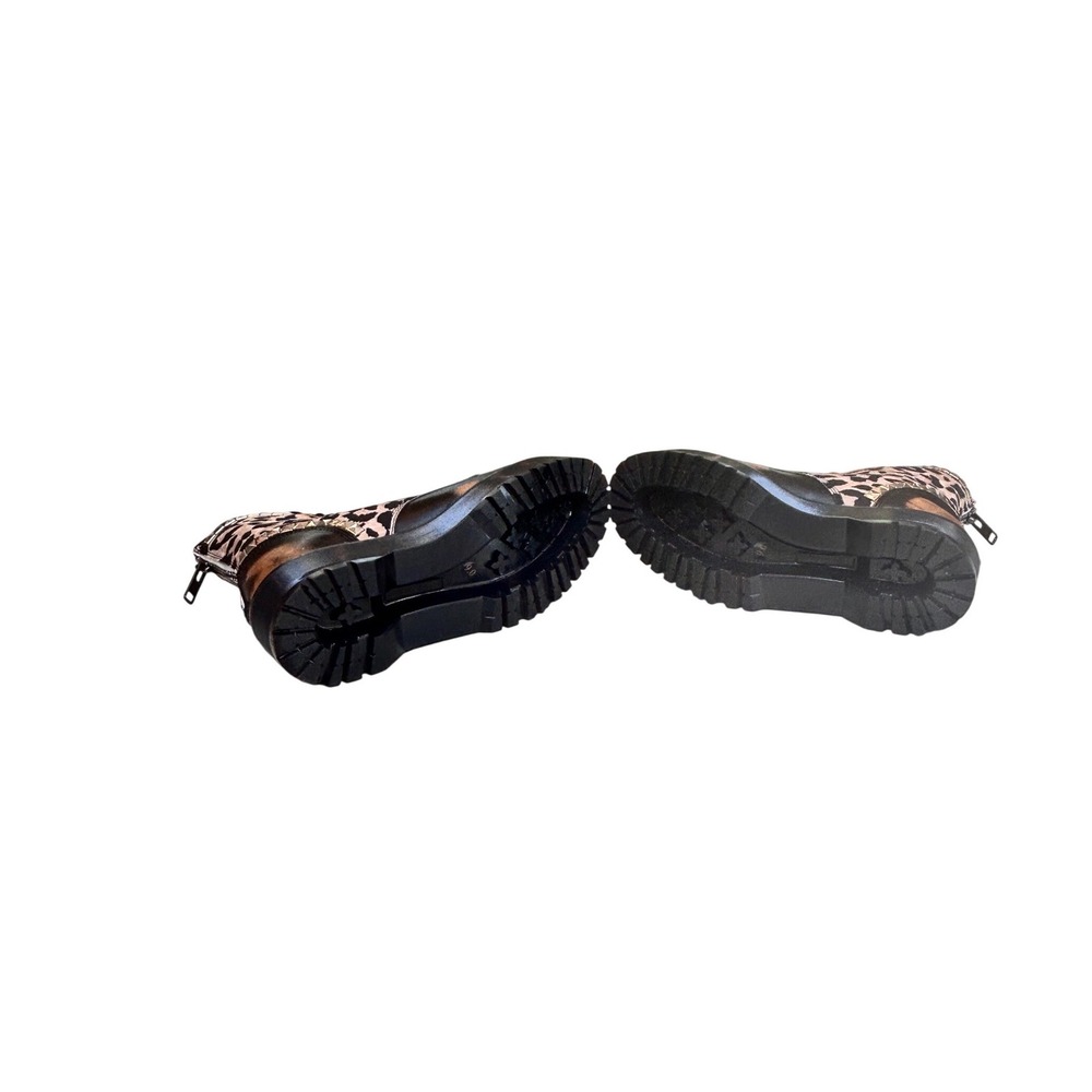 Steve Madden Avenger Leopard Print Studded Platform Combat Boots Black Brown 9M - Picture 4 of 6